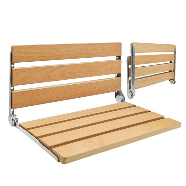 20 Inches Extra Long Wall-Mounted Folding Shower Seat, Foldable Shower