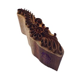 Oriental Wood Block Brass Floral Shapes Clay Printing Stamp