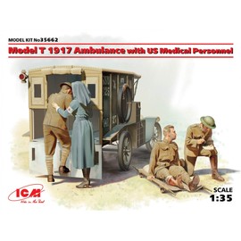 ICM ICM35662 35662 Kit Model T 1917 Ambulance with US Medical Personnel 1:35 Pers, Black