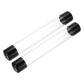 PATIKIL Clear Rigid Tube Round Plastic Tubing with Black Rubber Caps Polycarbonate Water Pipe, 305mm/ 12 Inch Length, 40mmx42mm/1.57"x1.65", 2 Set
