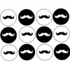 Set of 12 Black & White Moustaches 1.25" Pinback Buttons