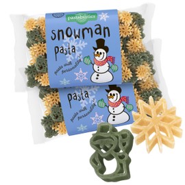 Pastabilities Snowman Pasta, Fun Shaped Snowman Pasta & Snowflake Noodles for Kids, Holidays and Wintertime, Non-GMO Natural Wheat Pasta 14 oz (2 Packs)