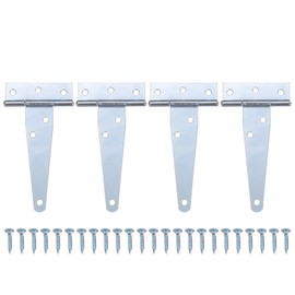 M METERXITY 4-Pack Iron T-Strap Shed Door Hinges, 4 Inch Barn Door Gate Hinges, Tee Hinge Wrought Hardware with Screws for Wooden Fences/Yard/Barn Door [White]