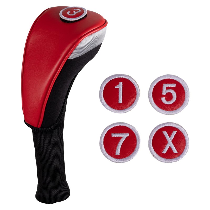 Andux 5pcs/Set PU Golf Wood Club Head Covers 460cc Driver