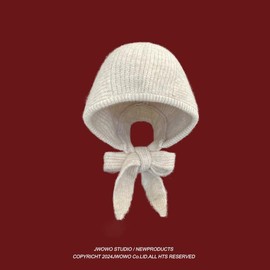 Red Balaclava Hat for Women, Winter Warm Wool Hat, Cold-Proof Scarf Integrated Knitted Earflaps Cap Tide - Color: Oatmeal color, Size: Free size