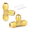 GASHER 2PCS Brass 3 Way, Flare Tee Tube Fitting Pipe