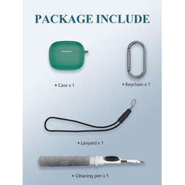 Case for Bowers & Wilkins Pi8 Wireless Earbuds in-Ear Bluetooth Earphones, Soft Silicone Protective Portable Scratch Shock Resistant Shell with Cleaner Kit & Carabiner & Lanyard,Green