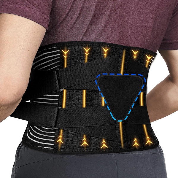 Amprich Back Brace for Lower Back Pain,Relief from Sciatica,Herniated Disc,With
