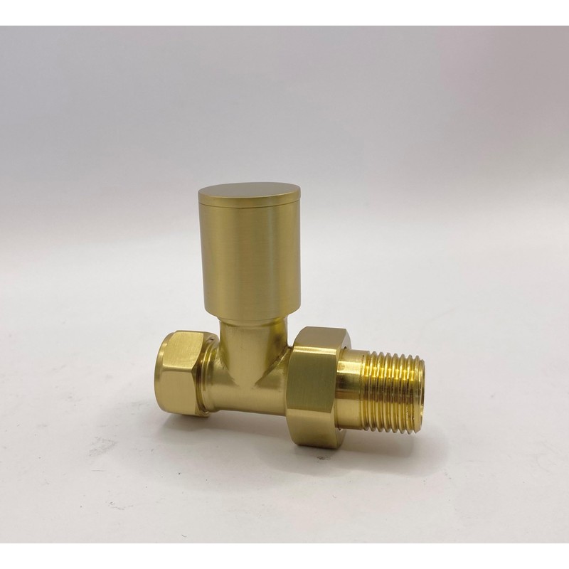 Greened House Alton Brushed Brass/Gold Straight Towel Rail Valves 1/2"