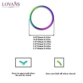 LOVANS Pack of 6 Nose Rings Stainless Steel Nose Piercing Hoop Nose Ring Set for Women Men Silver and Gold Hypoallergenic Earrings 6 mm 8 mm 10 mm, Stainless Steel