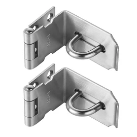 JQK Door Hasp Latch 90 Degree, Stainless Steel Safety Angle Locking Latch for Push/Sliding/Barn Door, 1.5mm Thickness Satin Nickel 2 Pack, 4 Inch