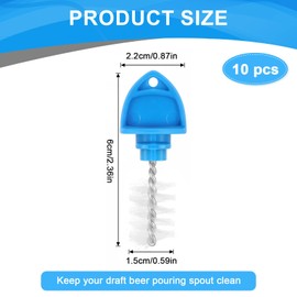 10 PCS Draft Beer Tap Plugs, Plastic Beer Tap Plug Brush, Spout Cleaner Plugs for Draft Beers Cap Cover Kit Keg Taps Beers Faucet Cap Stoppers Cleaning Brushes for Restaurant Home Party Bar (Blue)