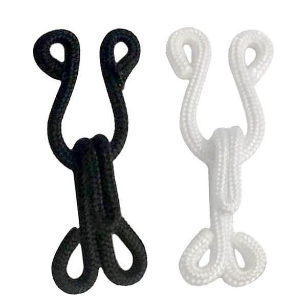 40 Pairs Latch Sewing, White and Black Hook and Eye Sewing Large Covered Hook and Eye Closure for Jewelry Books Coats Wraps and Jackets(38mm)