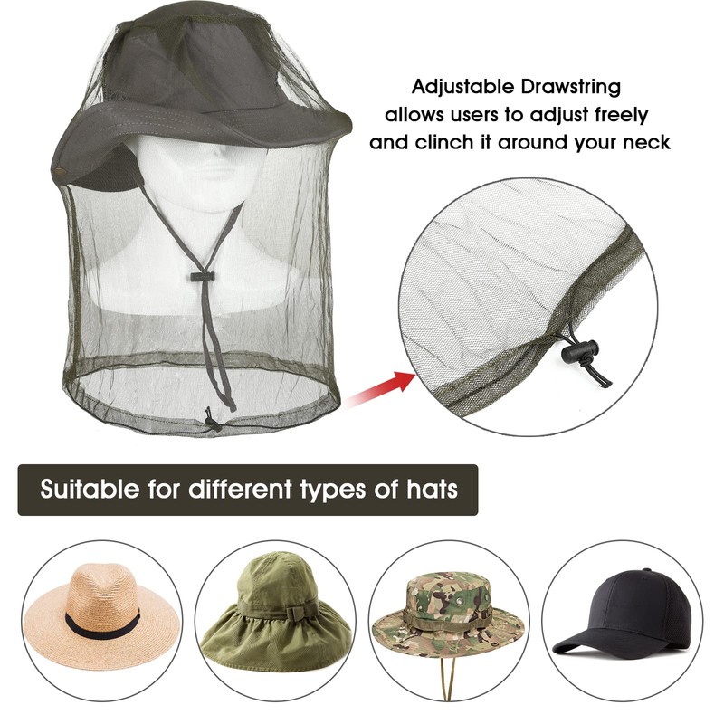 GWHOLE 2 Pack Mosquito Head Net Protector Face Neck Protection