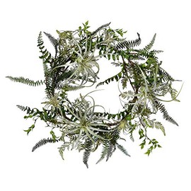 Vickerman 24" Everyday Artificial Green Fern Wreath - Faux Indoor Floral Greenery Wreath - for Home Or Office Decor - Maintenance Free