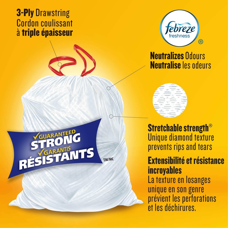 Glad White Garbage Bags - Small 25 Litres - Drawstring,