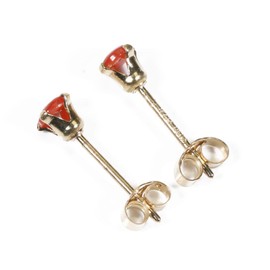 Red Coral Earrings Half Circle Gold Filled Unstained, Stone Metal, Coral