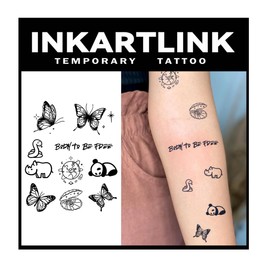 INKARTLINK 2 Sheets Large Semi permanent Tattoos, Temporary Tattoos, Adult Art Designs, Waterproof, Realistic, No Adhesive, No Reflective, Lasts 1-2 Weeks, (Born to Be Free)