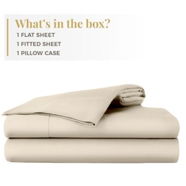 Westbrooke Egyptian Cotton Sheet Set | Twin Size Sateen Sheets - 3 Piece Long Staple Cotton Bedding Set with Elasticized 15.5" Deep Pocket - Soft, Breathable Luxury Sheets - Ivory