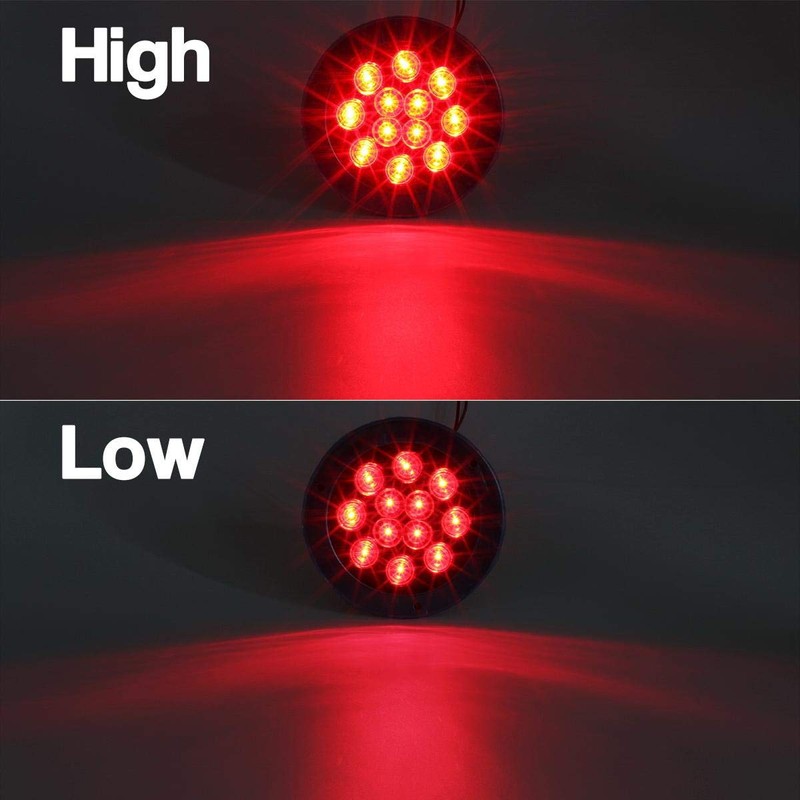 Partsam 8Pcs 4 Inch Round Led Stop Turn Tail Lights