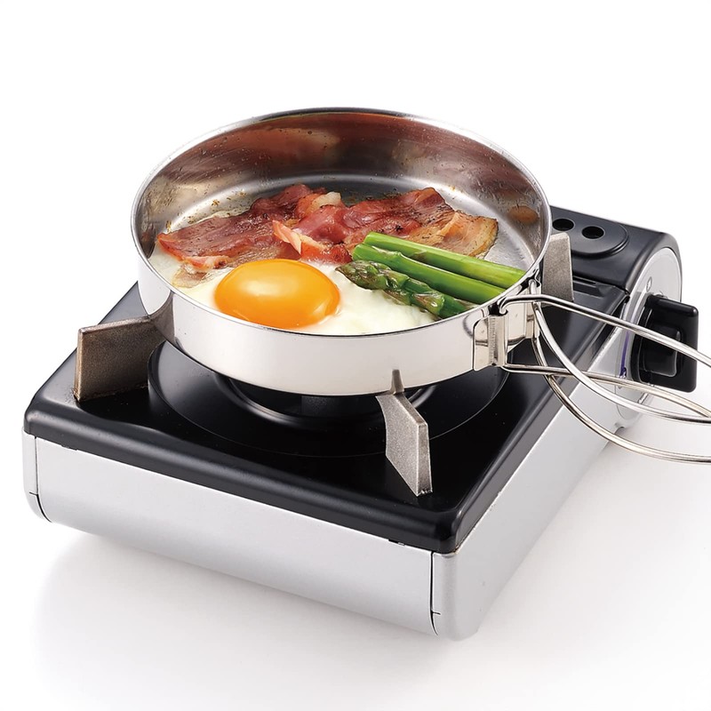 Kakusei Outdoor Cooker, Round, 4-Piece Set, Stainless Steel, Pot, Frying