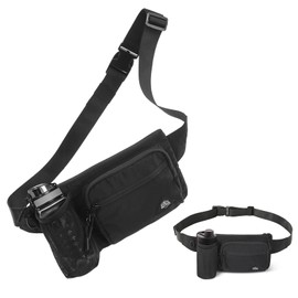 OCE GEAR Waist Pack with Water Bottle Holder for Men Women Waist Bag Running Waist Pack Waterproof for Outdoor Travel Cycling Climbing Walking Fit All Phones (Bottle Not Included)(Black)