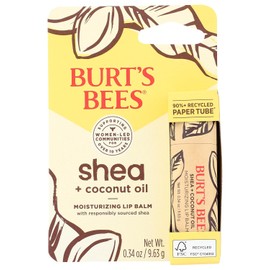 Burts Bees, tubo de papel de bálsamo labial de karité de aceite de coco, 0.15 onzas líquidas