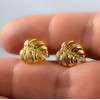Mini Stud Earrings Leaf Monstera – Gold-Plated Silver 925 Sterling