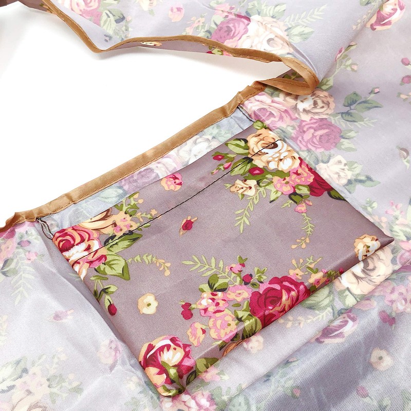 Wrapables Durable and Large Nylon Reusable Shopping Bag (Roses on