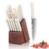 MDHAND 15 Pcs Professional Kitchen Knife Set with Block Wooden