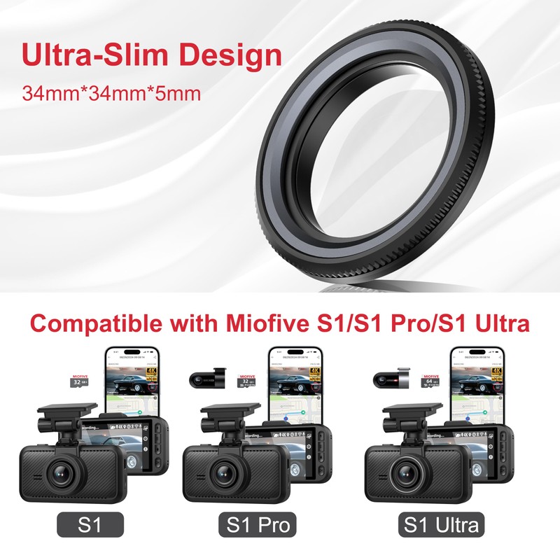 Miofive 34MM Dash Cam CPL Filter, Anti-Glare Circular Polarizer Lens