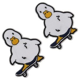 YYlingx 2 PCS Duck on Skateboard Embroidered Iron On Embroidered Patch for DIY & Repair Jeans, T-Shirts