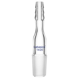 Labasics Glass Straight Inlet Adapter with 14/20 Male Glass Joint and 8mm Hose Connection Lab Glassware