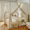 Mengersi Linen Canopy Bed Curtains,Bed Canopy Curtains 4 Corner Bed