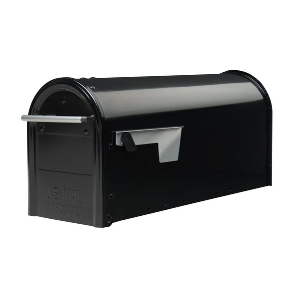 Architectural Mailboxes Franklin Post Mount Mailbox, Black with Silver Accents, FM110BEC