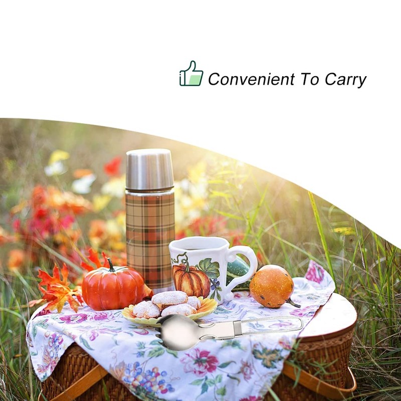 2 Pcs Foldable Cutlery Stainless Steel Folding Spork Lightweight Outdoor