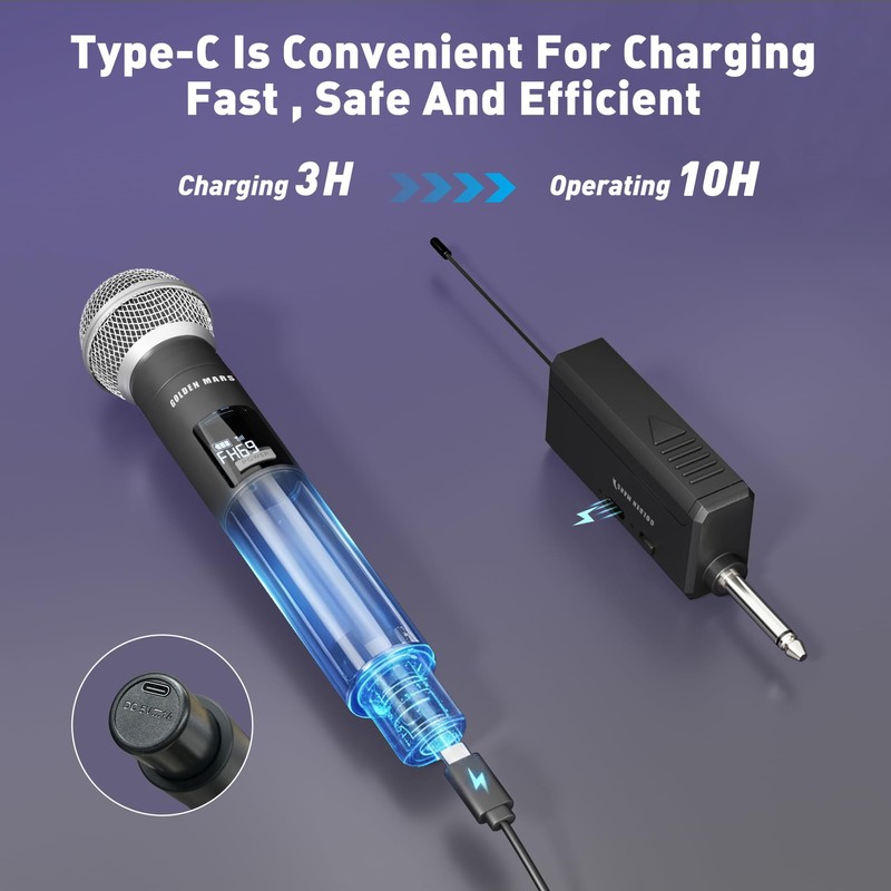 Handheld Wireless Microphones for Karaoke Singing with 500 FT Reception