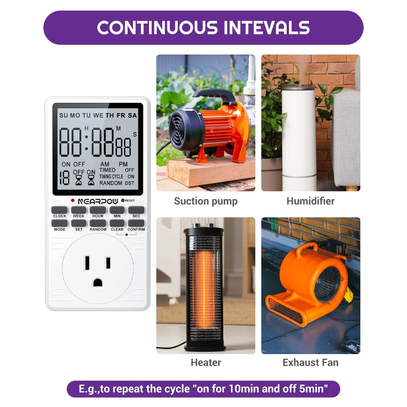 Outlet Timer, NEARPOW Multifunctional Programmable Timer with Countdown and 7-Day