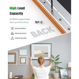 Uniclife 2 Pairs 12 Inch French Cleat Hanger 80 lbs Load Heavy Duty French Cleat Picture Hanger Aluminum Alloy Mirror Hanging Hardware Wall Mounting Bracket Interlocking Z Bar Clip with Bubble Level