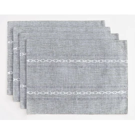 Wracra - Manteles individuales de lino y algodón, 14 x 19 pulgadas, juego de 4 manteles individuales de punto rústico para mesa de cocina y resistente al calor, color gris