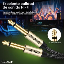 GEARit Cable de instrumento de guitarra (6 pies, 2 unidades) de 1/4 de pulgada a 1/4 de pulgada TS recto macho a macho de 0.250 in mono Jack con conec