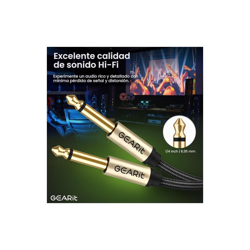 GEARit Cable de instrumento de guitarra (6 pies, 2 unidades)