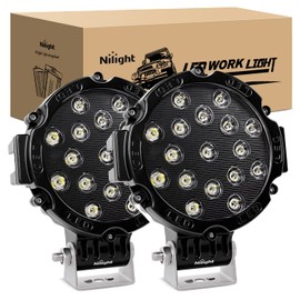 Nilight - 15023SB-B Led Light Bar 2PCS 7" 51w 5100LM Black Round Spot Light Pod Off Road Fog Driving Roof Bar Bumper for Jeep,SUV Truck, Hunters