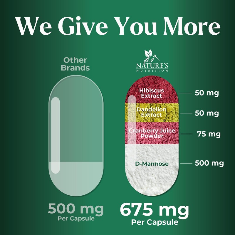 D-Mannose Supplement 1,350 mg with Cranberry & Hibiscus - Effective