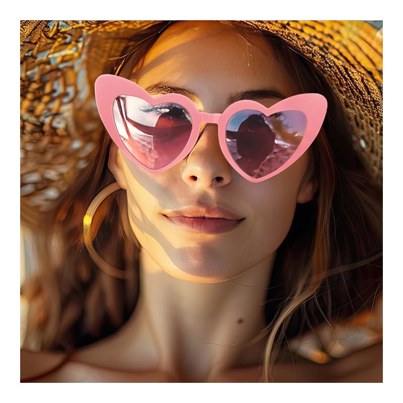 Pink Heart Shaped Sunglasses - Cat Eye Glasses for Girls