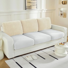 WEYOND Large Backrest Cushion Covers Super Stretch Backrest Covers for 3 Cushion Couch Sofa, Couch Back Cushion Covers Featuring with Chenille Yarn (Softer Version, 3PC, Dark Grey)