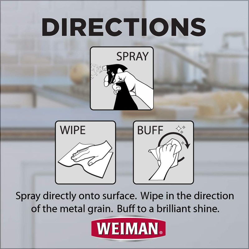Weiman Stainless Steel Cleaner and Polish Trigger Spray - Protects
