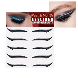 Pegatinas delineador de ojos con purpurina para ojos - Plantilla autoadhesiva instantánea para delineador de ojos, 5 pares | Fácil de aplicar, herramienta de delineador de ojos, delineador de Pareks