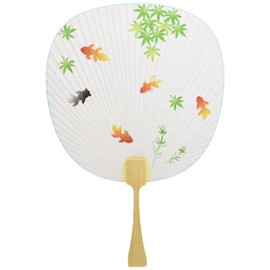 Shiomi Fan 2726 Chiwa Shirakawa (Goldfish and Ripples) 9.4 x 14.2 inches (24 x 36 cm)