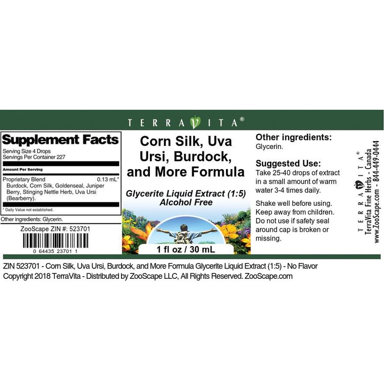 Corn Silk, Uva Ursi, Burdock, and More Formula Glycerite Liquid